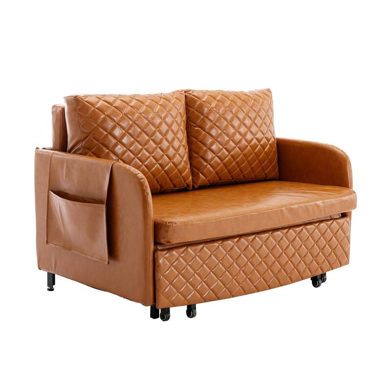 Modern Velvet Loveseat Couch with Pull Out Bed