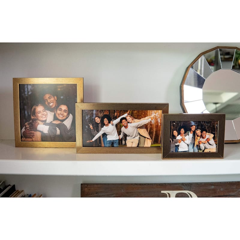 10x15 Gold Bronze Wood Picture Frame - UV Acrylic, Foam Board Backing, Hanging Hardware