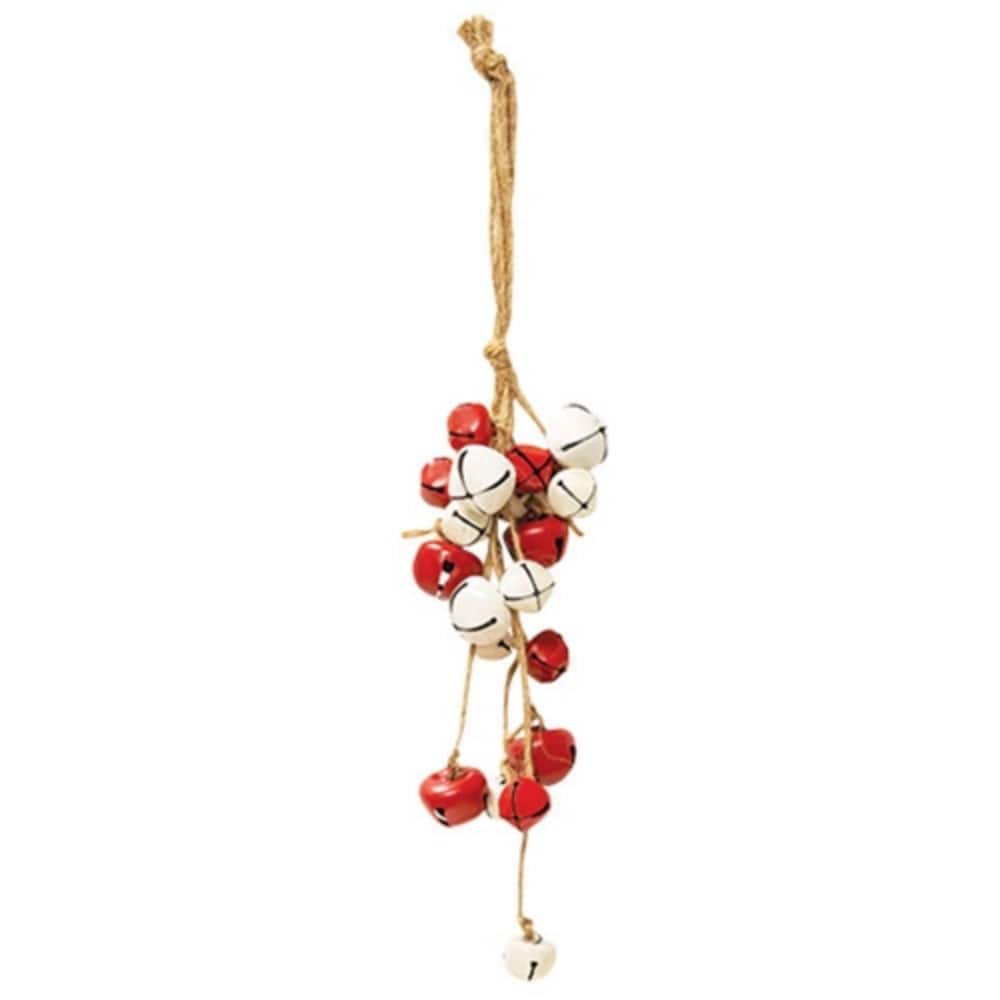 Red and White Jingle Bell Ornament for Christmas Tree Decor - 6-Inch Height