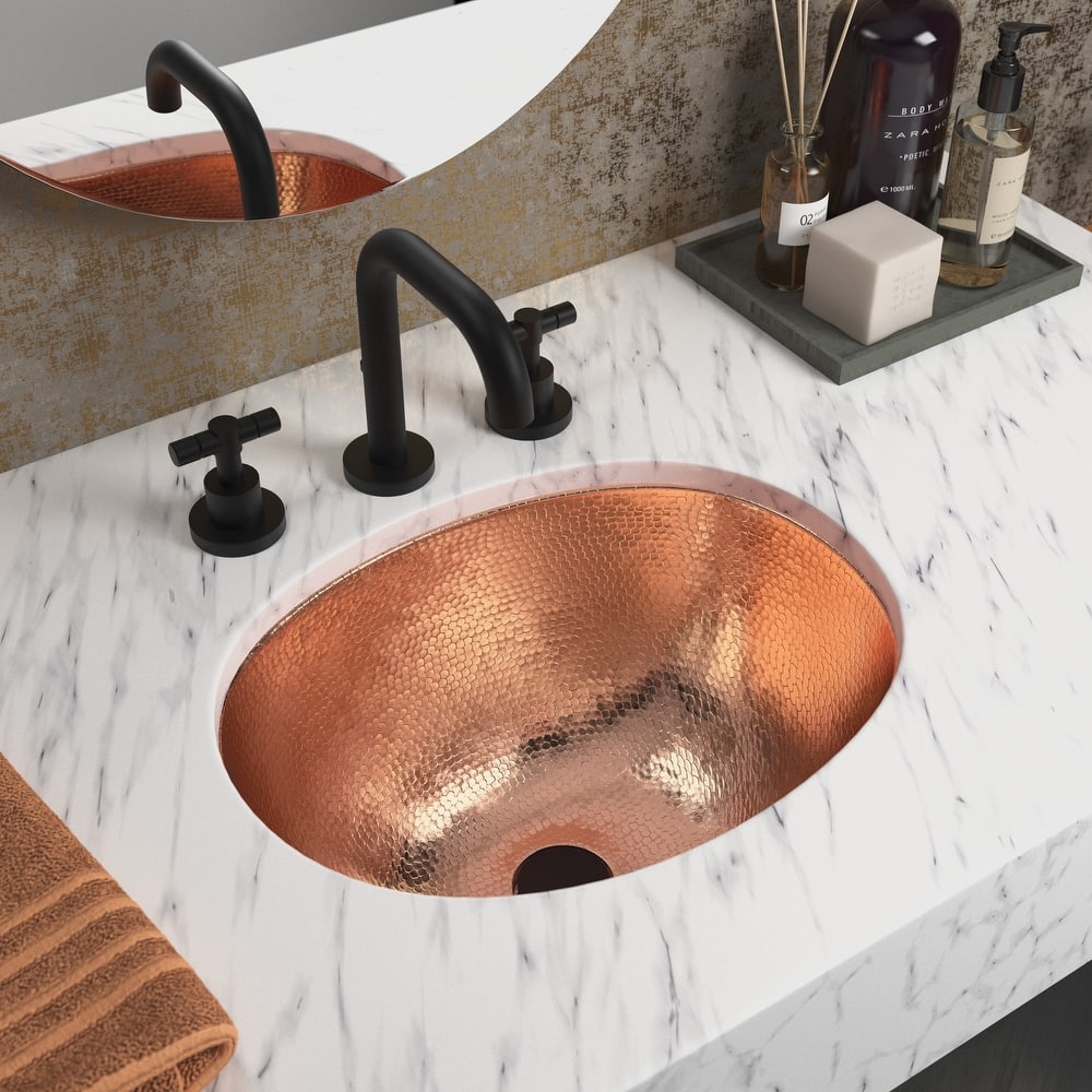 Cameo Hand Hammered Copper Undermount/ Drop-in Oval Bathroom Sink