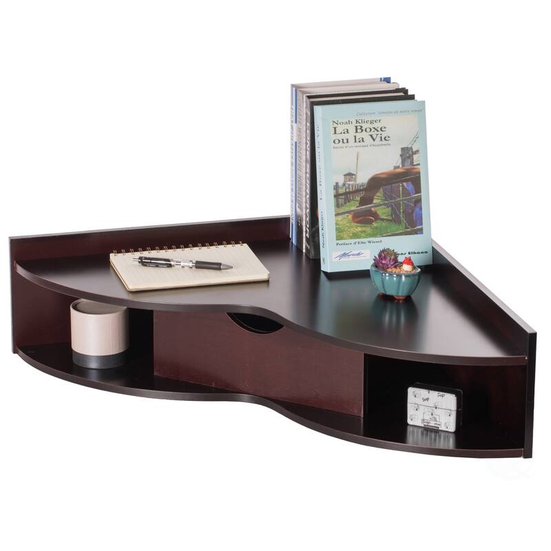 Corner Desk Wall Mounted Office Table with Drawer Writing Desk - Brown