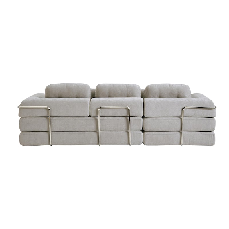 Chenille Memory Foam Sleeper Couch Freely Assembled Sectional Sofa with Chaise and Movable Armrests for Freely Assembled