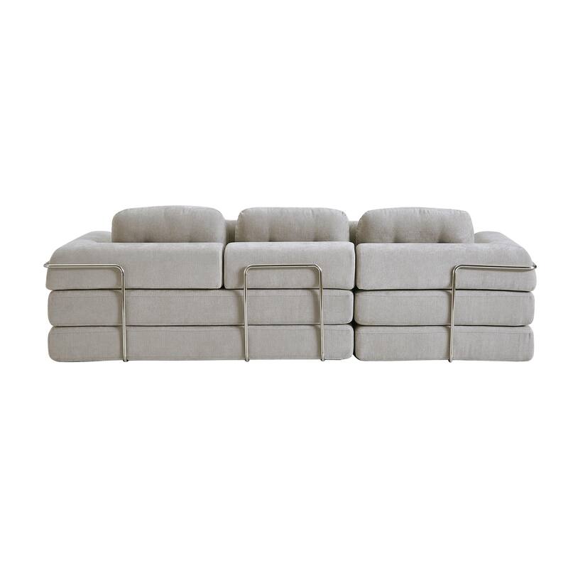Modular Sectional Sofa with L-Shape Chaise Lounge, Comfy Chenille Boneless Couches, High-Responsive Memory Foam Compressed Sofa