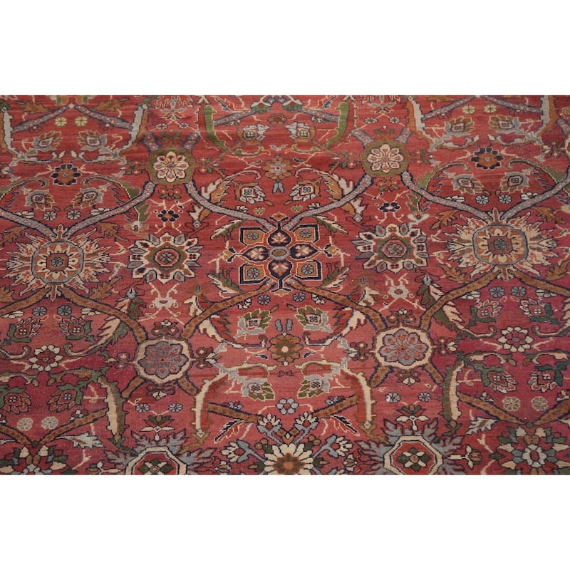 Pre-1900 Antique Sultanabad Persian Area Rug Hand-knotted Wool Carpet - 9'1" x 13'0"