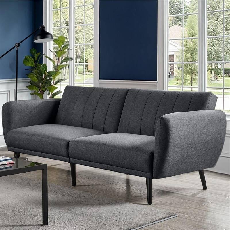 Modern ScandinavianLinen Upholstered Sofa Bed with Wooden Legs