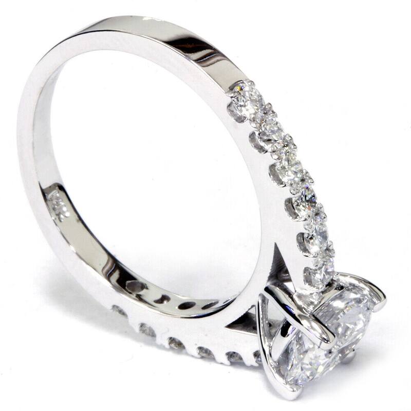 Certified 2ct Diamond Engagement Ring Solitaire Accent White Gold Lab Grown