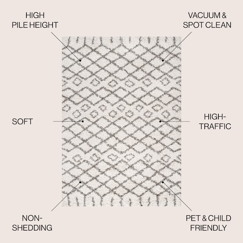 JONATHAN Y Tela Moroccan Diamond Shag Area Rug