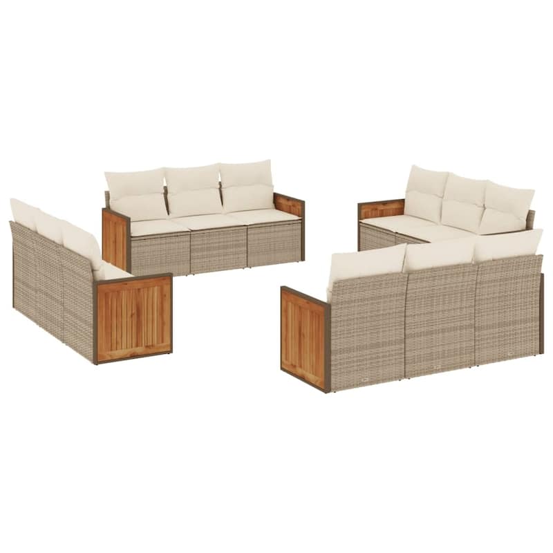 vidaXL Garden Sofa Set Beige and Cream White - 24.4 x 23.2 x 27.2 in