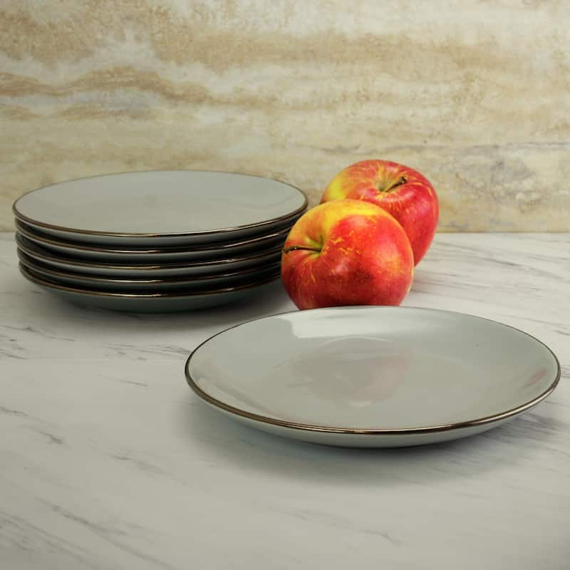 Elama Tahitian Sand 6-Piece Salad Plate Set, Light Grey