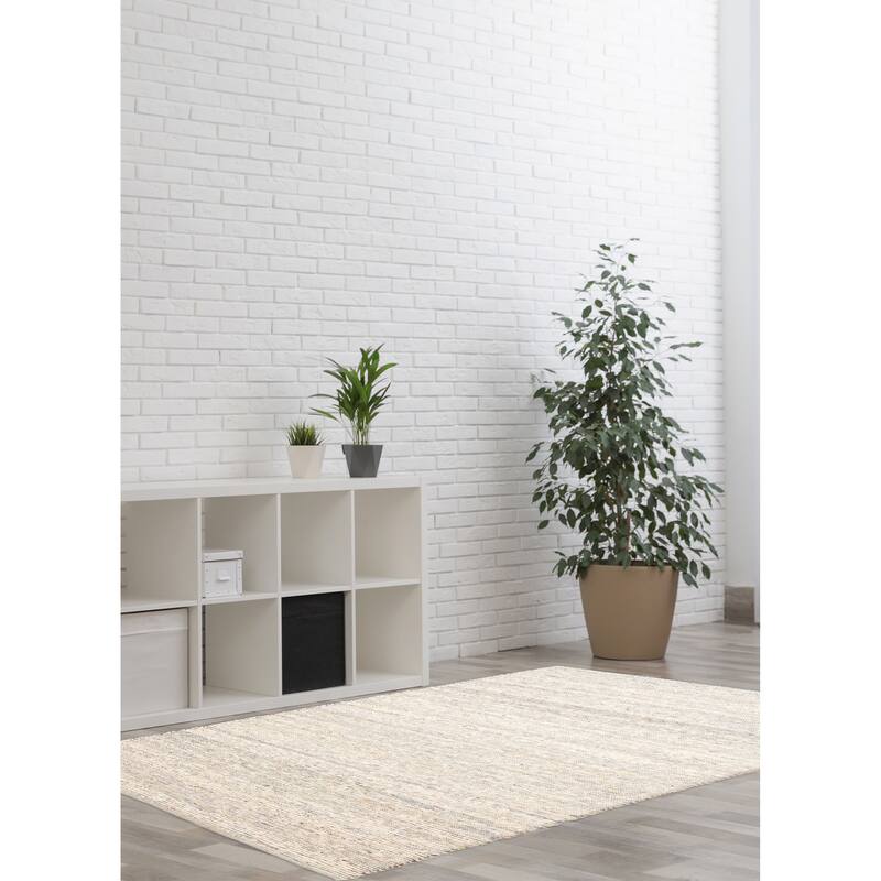 ECARPETGALLERY Braid weave Sienna Cream Wool Rug - 5'0 x 8'0