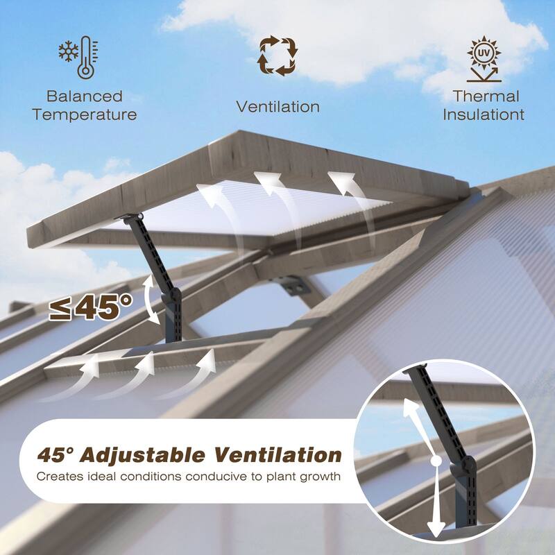 VEIKOUS Walk-in Wooden Greenhouse for Outside, Garden and Backyard, Light Mocha Brown