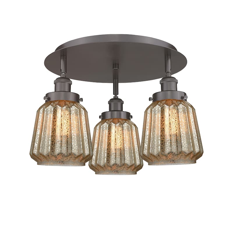 Innovations Lighting Chatham - 3 Light 18" Flush Mount - Mercury/Oil Rubbed Bronze