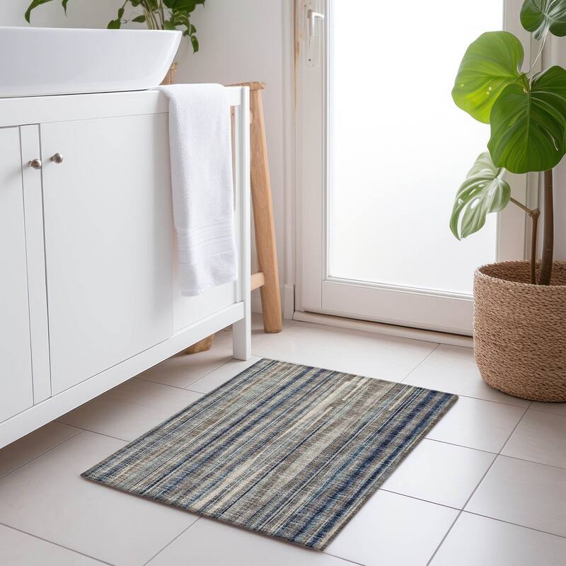 Premium Washable Super Soft Modern Stripes Mayfield Rug - Earth - 1' 8" x 2' 6" - Rectangle