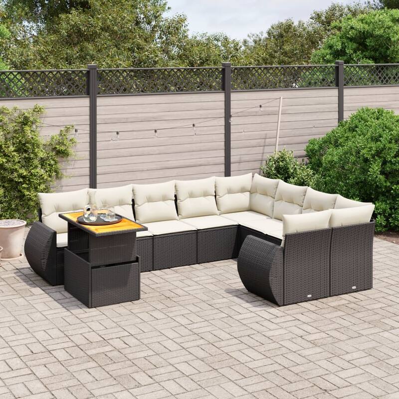vidaXL Garden Sofa Set - Black - form3