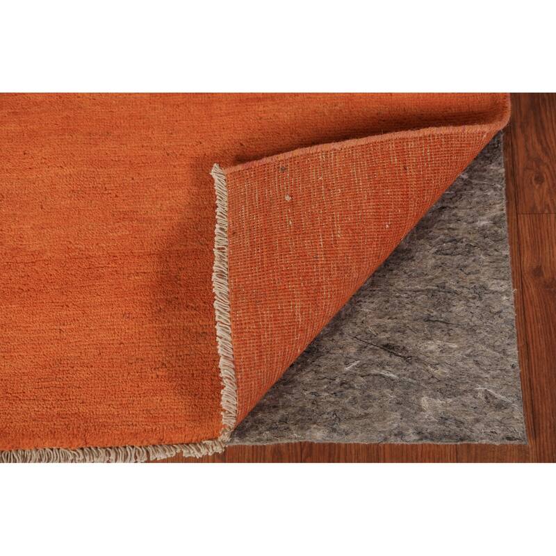 Orange Modern Gabbeh Oriental Foyer Rug Hand-Knotted Wool Carpet - 2'11" x 4'10"