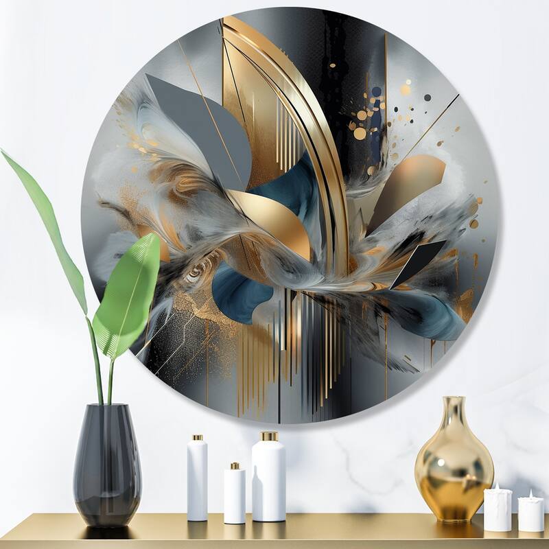 Designart "Soft Colors Marble Abstract II" Abstract Marble Metal Round Wall Art - 23x23 - Disc of 23 Inch