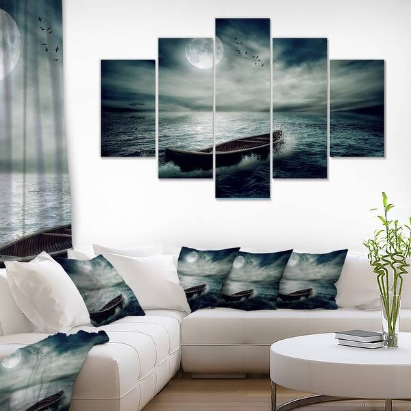 Designart 'Boat Drifting Away After Storm' Modern ...