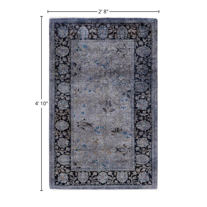 Overdyed One-of-a-Kind Hand-Knotted Area Rug - Gray - 2' 8" x 4' 10"