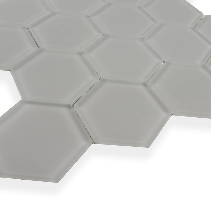 3" Beehive 10.25 in. x 11.75 in. Hexagon Glass Mesh-Mounted Mosaic Tile