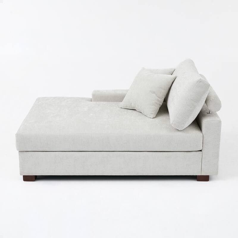 40.8"W Modern Chenille Upholstered Chaise Lounge with Pillow