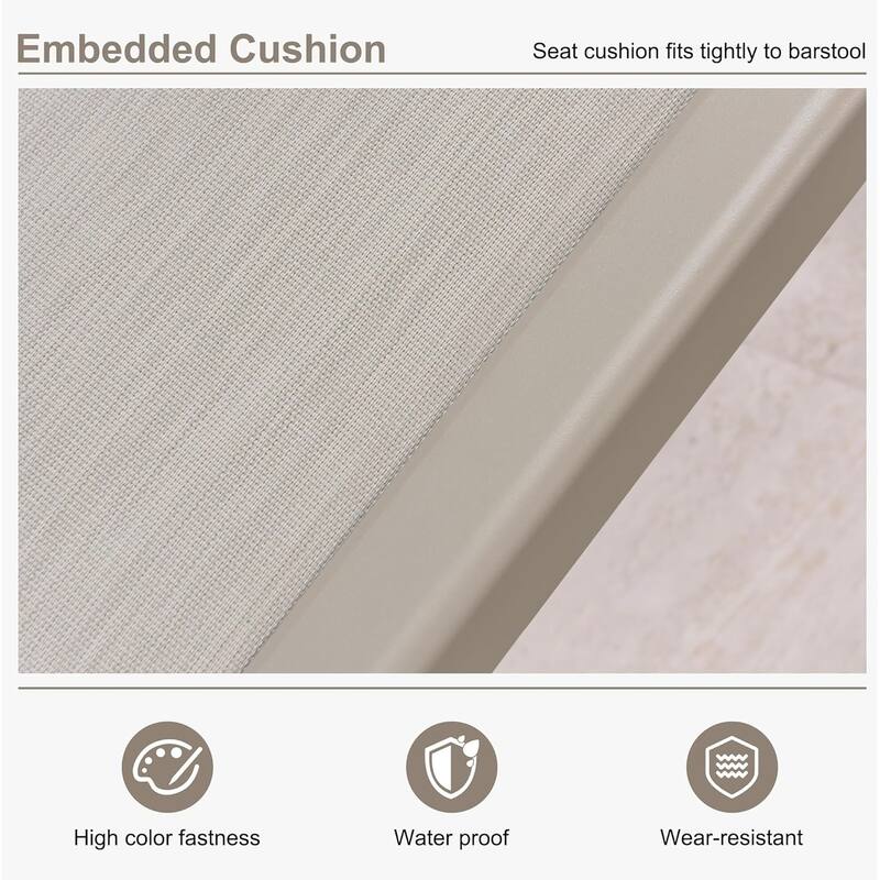 PURPLE LEAF Outdoor Bar Stools Chair Set of 2, All Weather Rattan and Aluminum Patio Bar Stool with Cushion