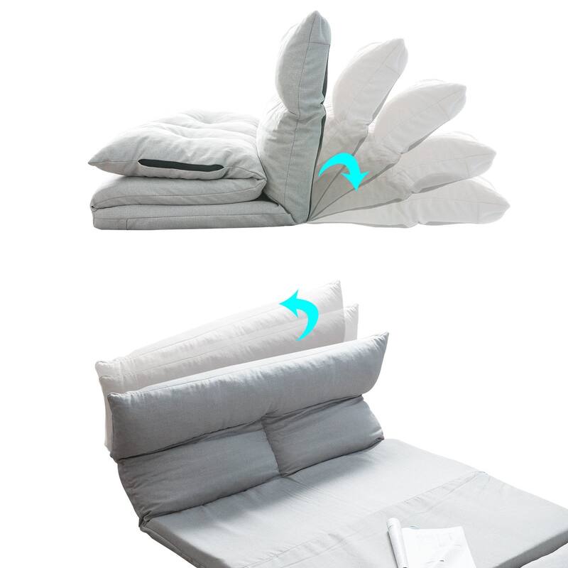 Double Chaise Lounge Sofa, Floor Couch and Sofa with Two Pillows