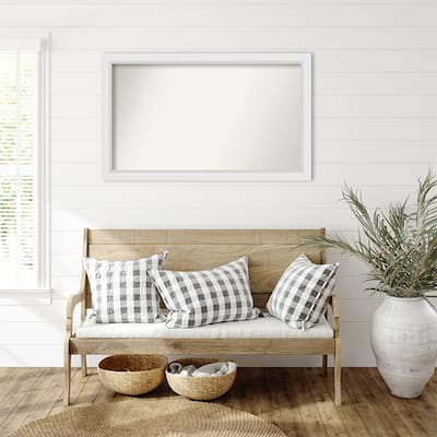 Blanco White Framed Non-Beveled Custom Wall Mirror, Bathroom Vanity Mirror