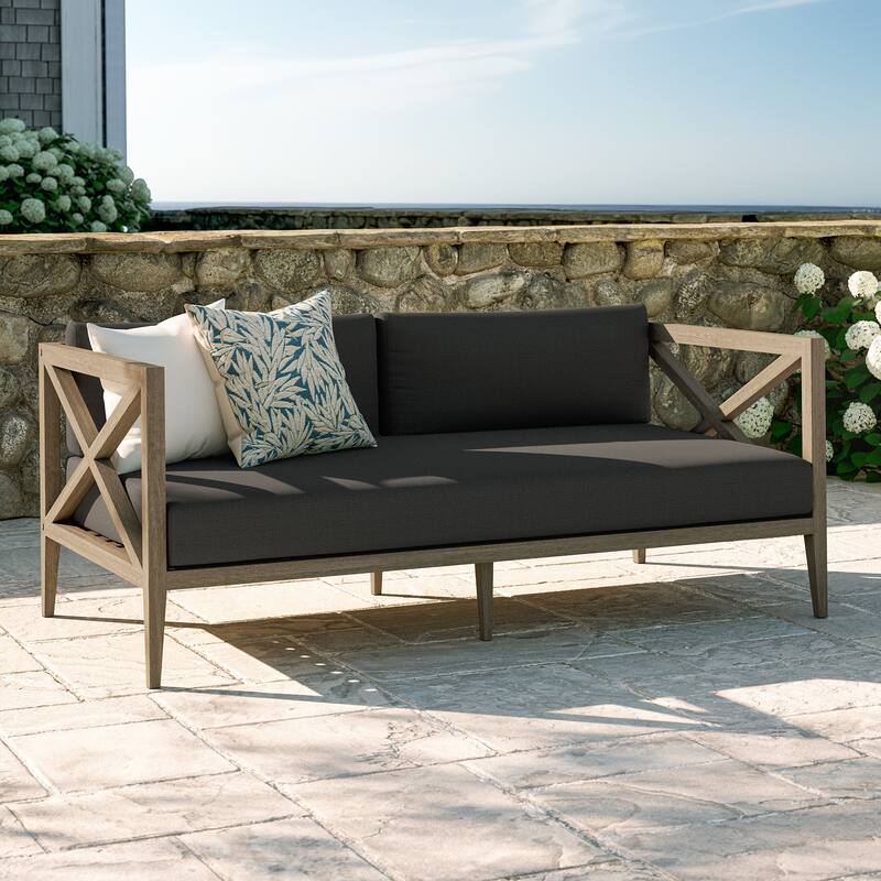 Northlake Outdoor Patio Teak Loveseat - Flint Gray