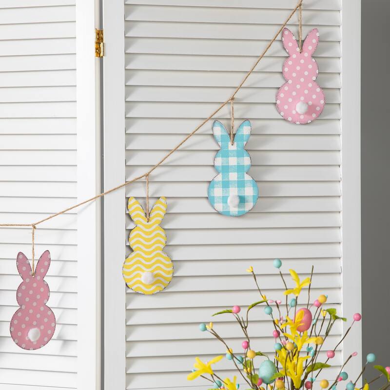 Glitzhome 6ft Easter Metal Bunny Garland Wall Hanging Decor for Home Party Supplies - Bunny