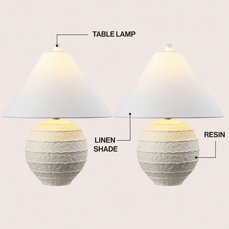 Archer 21" Resin/Metal Ridged LED Table Lamp, (Set of 2), By JONATHAN Y