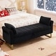 preview thumbnail 3 of 38, 66"W Teddy Storage Bench for Bedroom End of Bed with Arm and Two Pillows Black