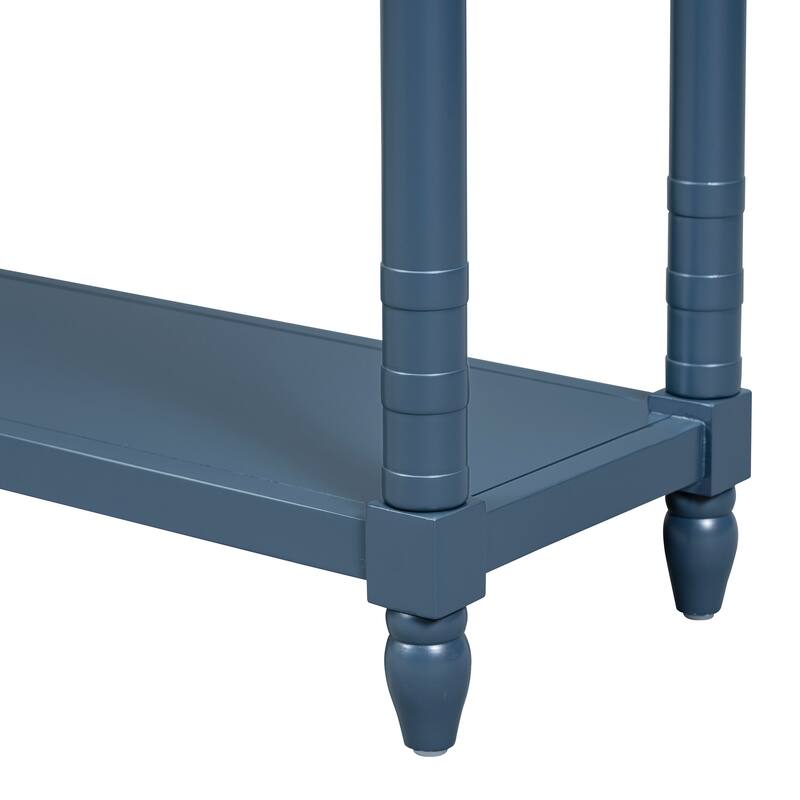 Antique Navy Wood Console Table Entryway Table with 3 Storage Drawers, Long Sofa Side Table for Living Room Hallway