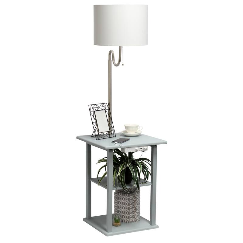 57" 2 Tier Lamp with 2 x USB Charging Ports & Power Outlet
