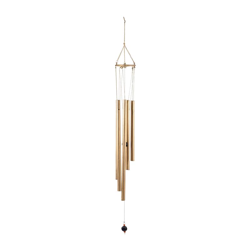 34" Metal Wind Chimes Contemporary Gold Pipe Outdoor Wind Chime Bells Peaceful Home or Deck Decor Beautiful Gift - 4" x 4" x 43"