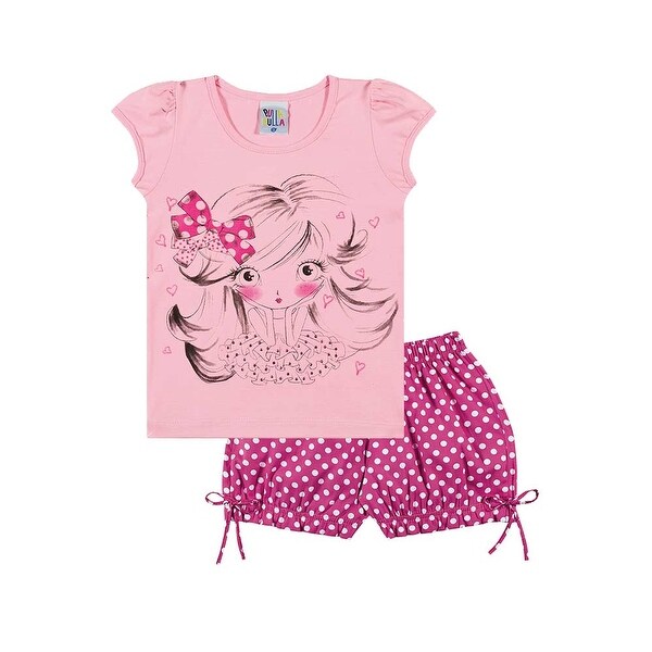 Toddler Girl Outfit T-Shirt and Polka Dot Shorts Set Pulla Bulla Sizes 1-3 Years