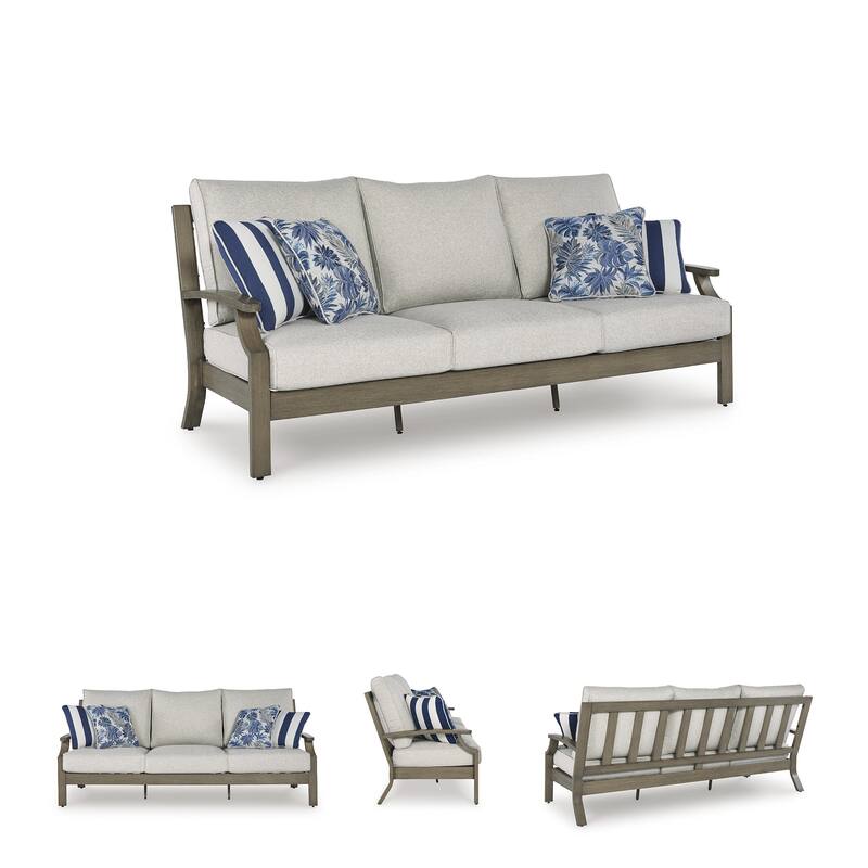 Signature Design by Ashley Rainier Ranch Brown/Beige Outdoor Sofa with Cushion - 89.25" W x 36.25" D x 42" H