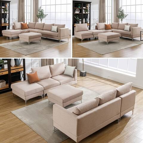 Mixoy Oversized Sectional Couch 5-seat Multiple Combinations Shaped Couch with Two Ottoman - 122''(L)*91''(W)"*34.50"(H)