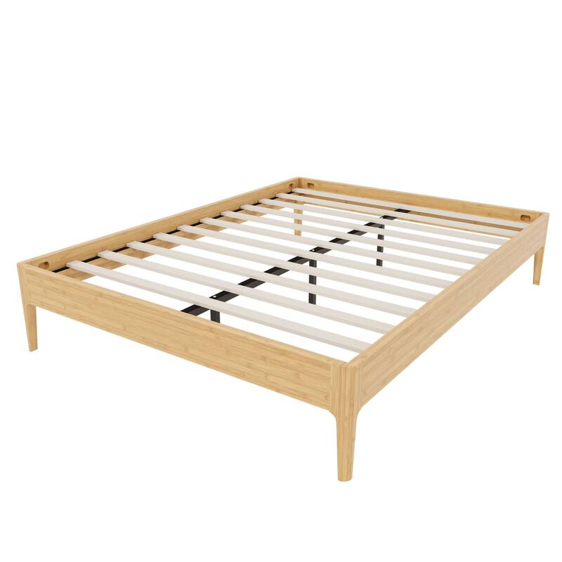 Solid Bamboo Platform Bed with Metal Support & Ample Underbed Storage by Harper&Bright Designs