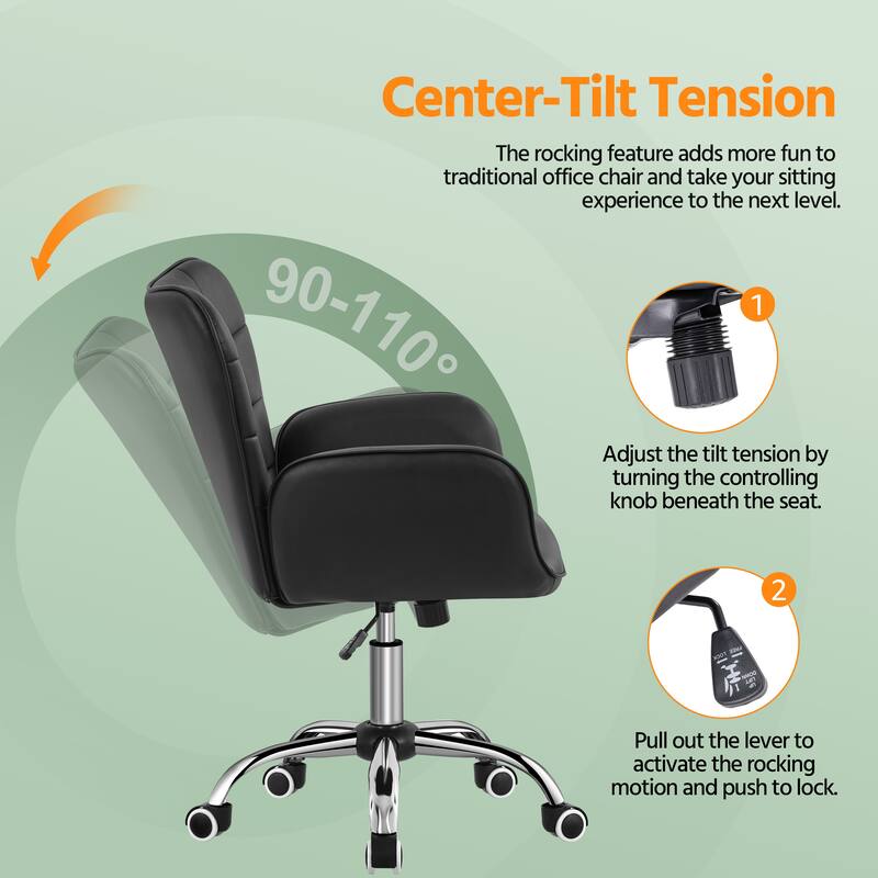 Yaheetech Faux Leather Desk Chair with Padded Armrests Modern Office Chair