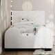 preview thumbnail 8 of 7, Twin Size Upholstered Platform Bed with Guardrail