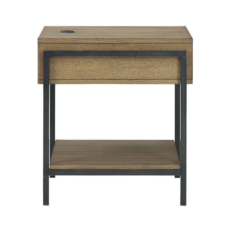 Signature Design by Ashley Fridley Brown/Black Square End Table with Dual USB Charging Port