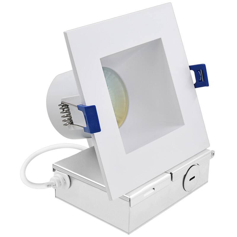 Luxrite 4 in. Square LED Recessed Ceiling Light J-Box 12W 5CCT 1060 Lumens Wet Rated IC Rated - Color Temperature Selectable 27K/30K/35K/40K/50K
