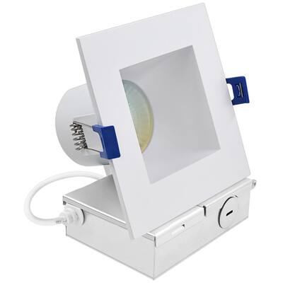 Luxrite 4 in. Square LED Recessed Ceiling Light J-Box 12W 5CCT 1060 Lumens Wet Rated IC Rated
