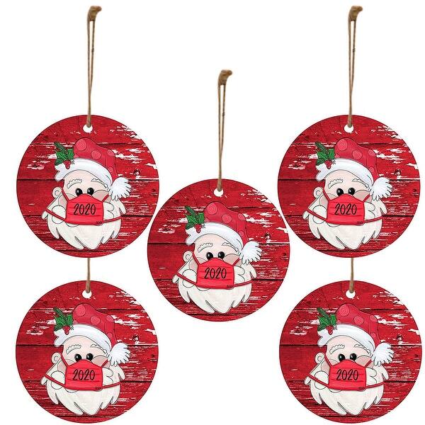Shop 5pc Ornament Santa Wearing A Face Mask Decorate Christmas Tree 5 91x1 97x1 18 Inch Overstock 32166056