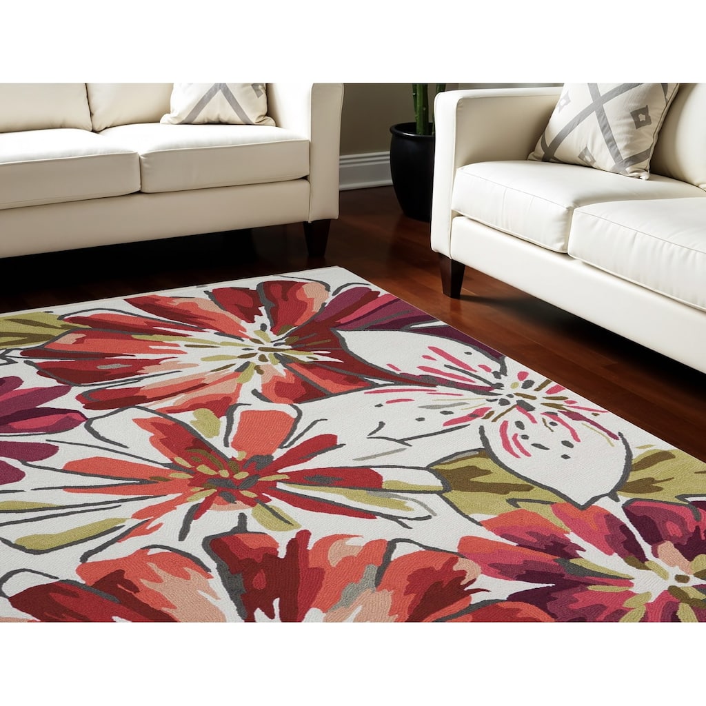 Gexad Floral Traditional Stain Resistant Area Rug By HomeRoots - 126' X '96' X '0.25