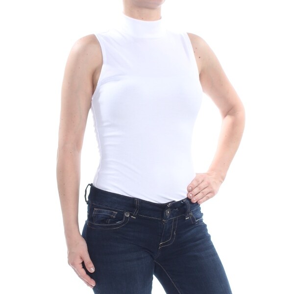 womens white mock neck top