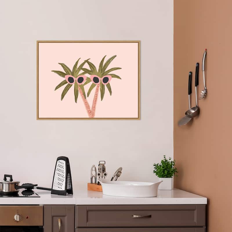 Palm Trees and Sunglasses by Kendra Dandy Canvas Art Framed - Sylvie Maple