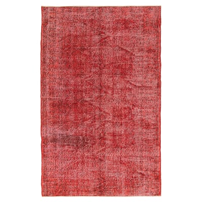 ECARPETGALLERY Hand-knotted Color Transition Dark Red Wool Rug - 5'1 x 8'2