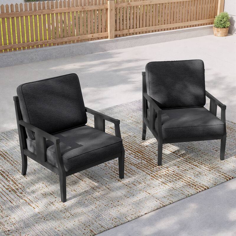 2 Set Outdoor Patio Club Chair with Cushion Patio Arm Lounge Chair