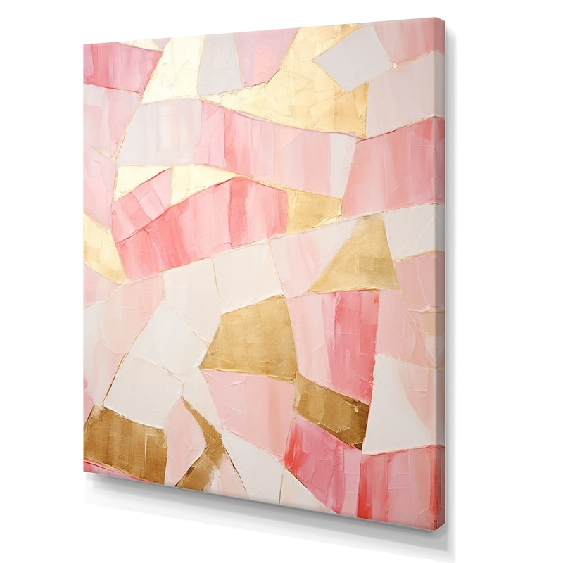 Designart "Pink And Gold Tessellations I" Abstract Shapes Wall Art